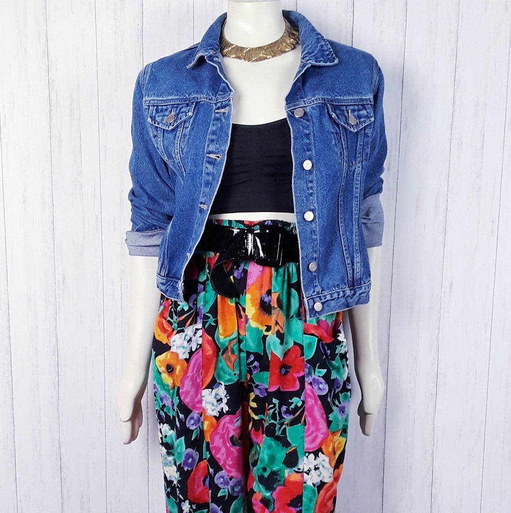 Vintage 80s/90s parachute floral pants